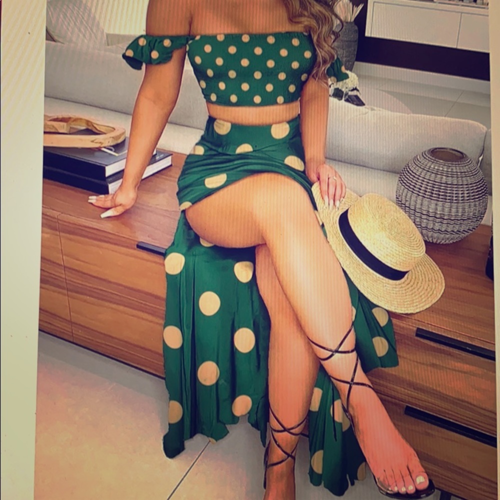 Off shoulder polkadot dress